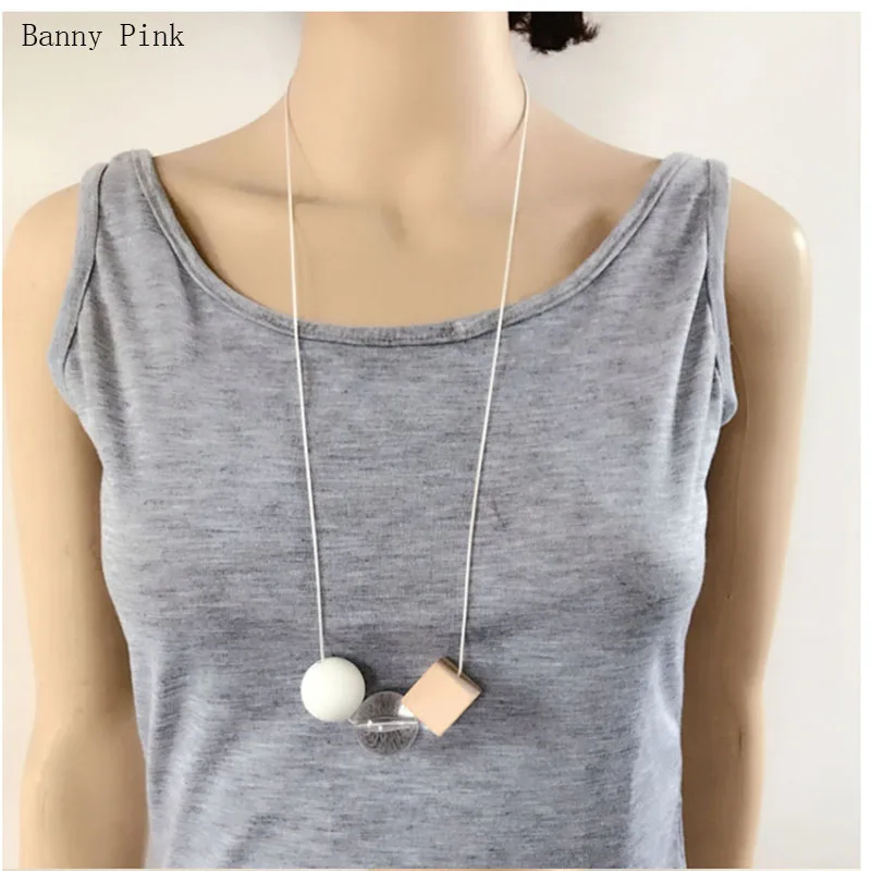 Этническое геометрическое деревянное ожерелье с подвеской из бусин смолы для