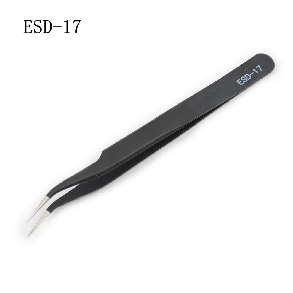 ESD-17 Изогнутые прямые пинцеты из нержавеющей стали для наращивания ресниц, инструменты для макияжа, профессиональные пинцеты для ресниц, Декор ногтей - Цвет: ESD-17