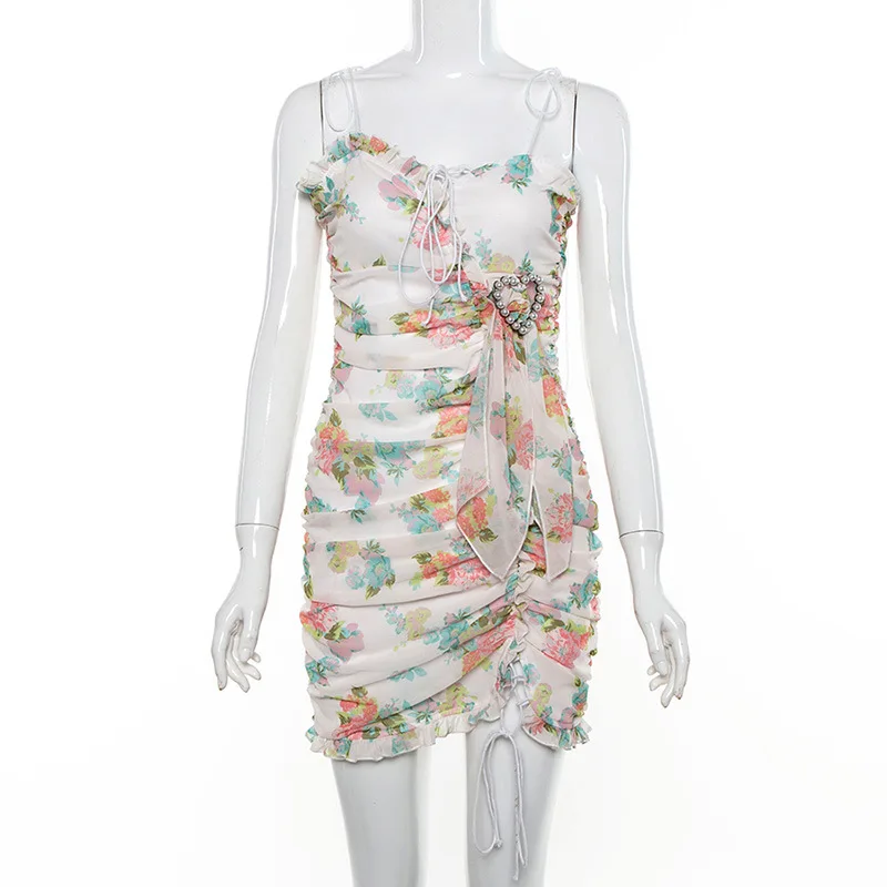 Женское Бандажное платье повседневное сексуальное облегающее мини с цветочным