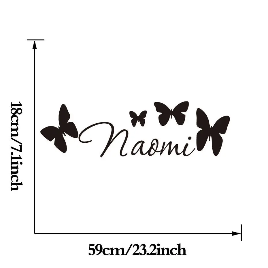 

Personalized Name Four Butterfly Wall Decals Removable Nursery Wall Art Stickers Vinyl Wall Sticker Home Decor Wallpaper SA098B