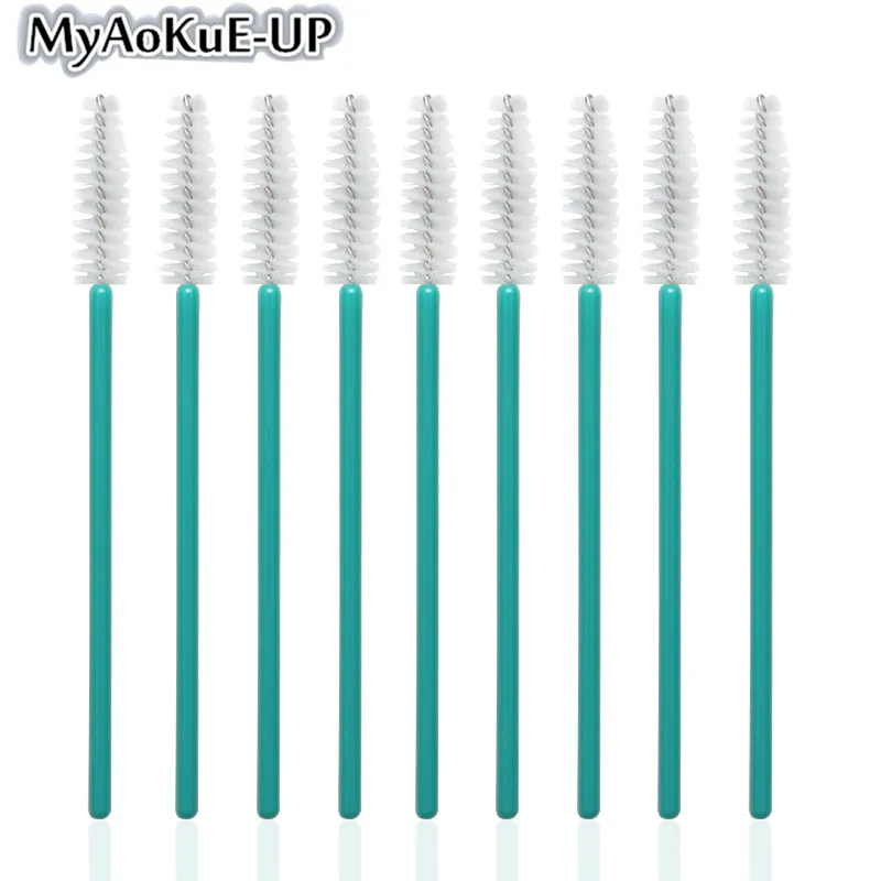 Dark green-White Макияж щетка для ресниц 150 шт для ресниц аппликатор для бровей Тушь для ресниц палочки микрокисти кисти для макияжа - Цвет: Dark green-White