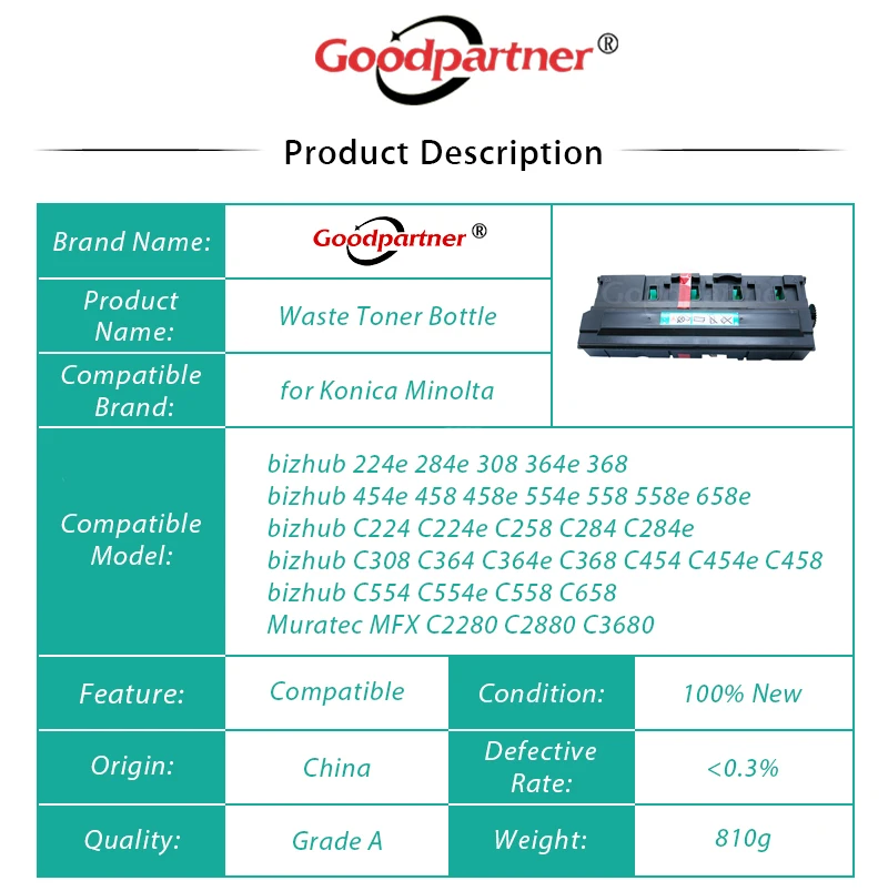 1X WX-103 A4NNWY1 контейнер для отходов тонер Konica Minolta C224 C284 C308 C364 C368 C454 C554 C458 C558 C658 C220 C221 C258