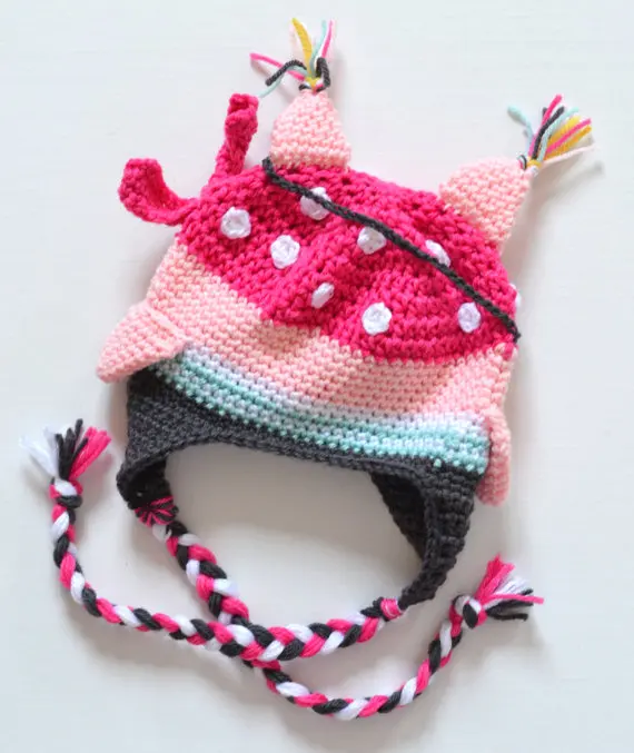 Шапка-бини с ушками пиратской совы вязаная зимняя шапка для мальчиков и девочек