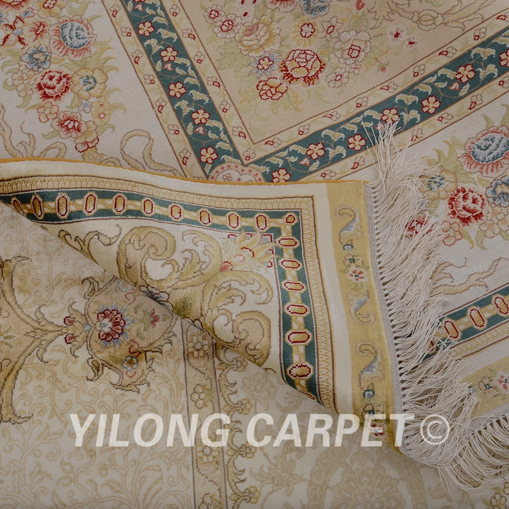 Yilong 6'x9' дизайн сада Бежевый Шелковый Vantage ковер ручной работы hereke шелковый