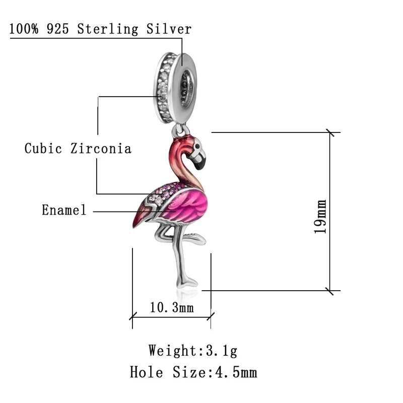 Подвеска Sambaah в виде фламинго подвеска для танцев серебряные бусины тропического
