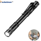 Светодиодная ручка-фонарик питание от батареек 2AAA, карманная ручка фонарик портативный карманный зажим для специалиста, такого как врач, механик