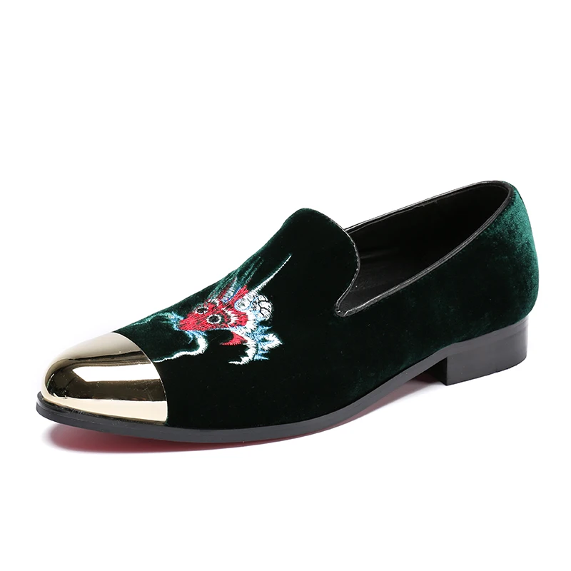 Мокасины мужские на плоской подошве с вышивкой в виде дракона | Обувь