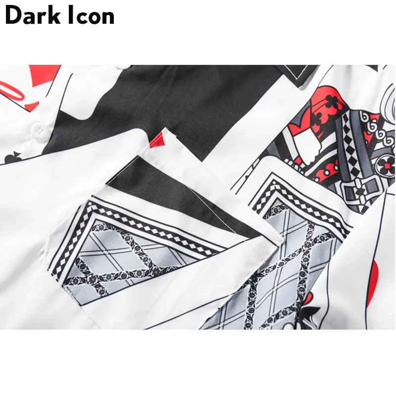 Мужская рубашка с отложным воротником Dark Icon летняя в стиле ретро принтом короля