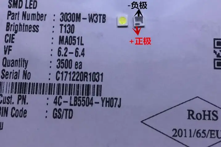 Светодиодный экран высокой мощности 1 8 Вт 3030 6 в холодный белый 100 130LM 3030M W3TB