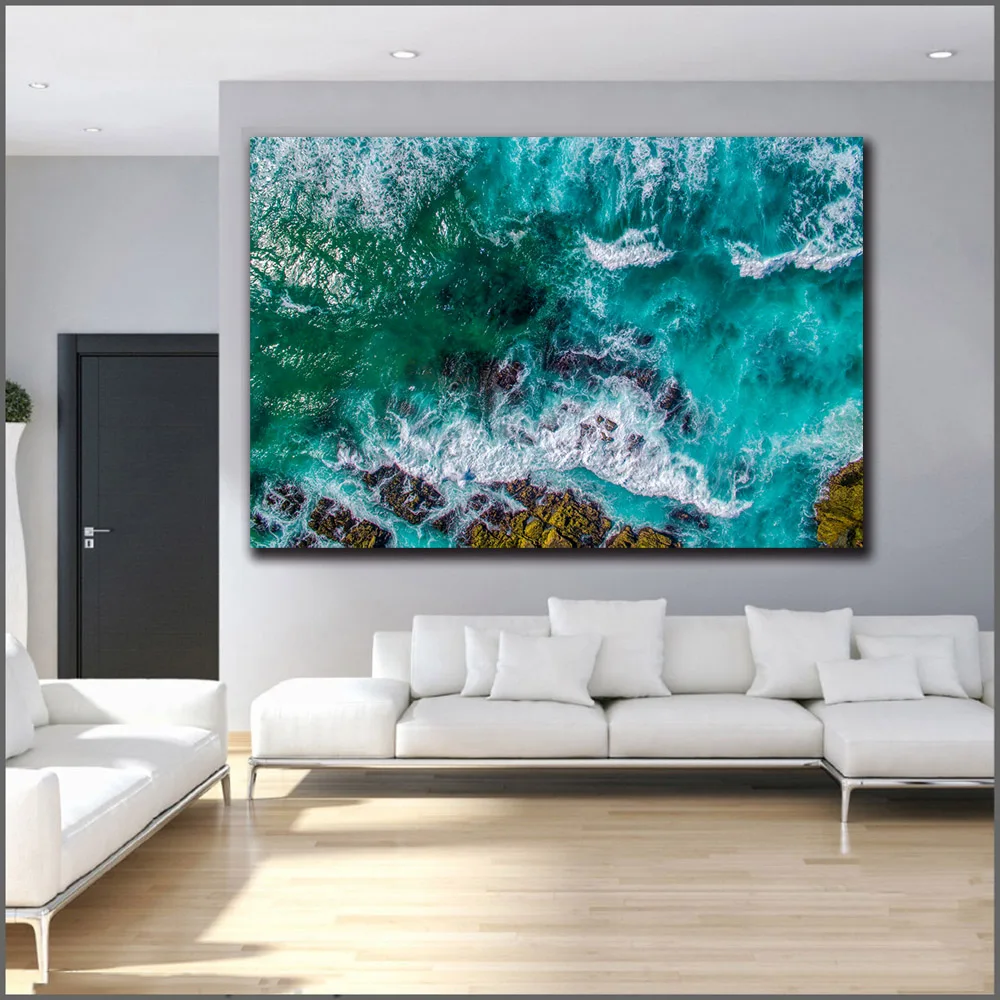 Wlong печать волн рифы живопись Настенная картина домашний декор гостиная