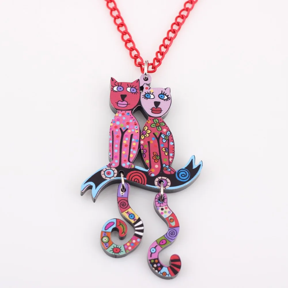 Bonsny Acrylic Cat Necklace Chain Choker Pendant Animal Design Fashion Jewelry For Women 2015 News Style Accessories | Украшения и
