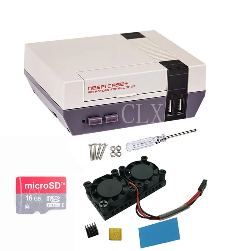 Raspberry Pi 3 Model B + (плюс) Retroflag NESPI чехол sd карта 16 ГБ двойной вентилятор радиатора для