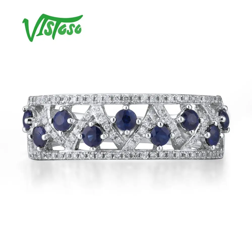 VISTOSO Подлинная 14 K кольца из белого золота для женщин сверкающие бриллианты