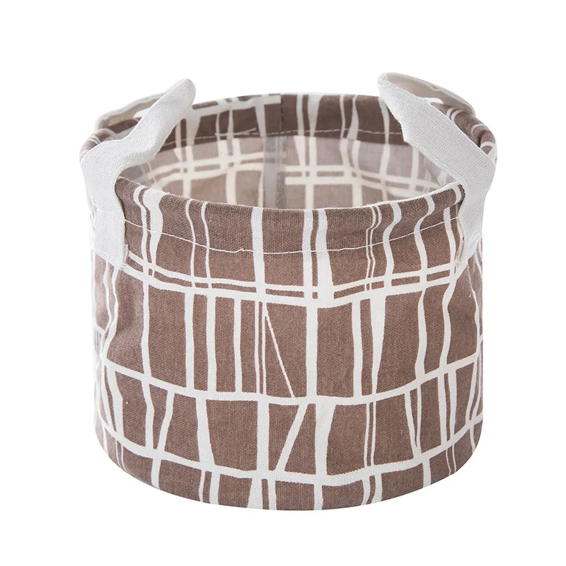 Coffee grid R Seluna, настольная корзина для хранения, милый Принт, водонепроницаемый органайзер, хлопок, белье, коробка для хранения мелочей, шкаф, нижнее белье, сумка для хранения - Цвет: Coffee grid R
