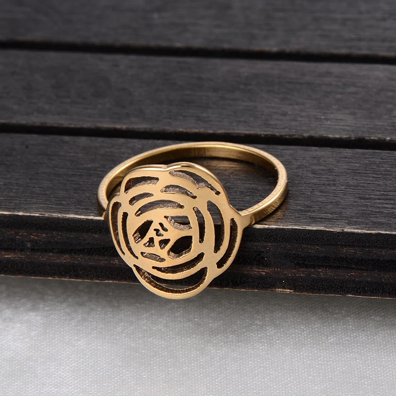 Заявление Панк Полые Цветок Из Нержавеющей Стали Коктейльные Кольца Для Женщин