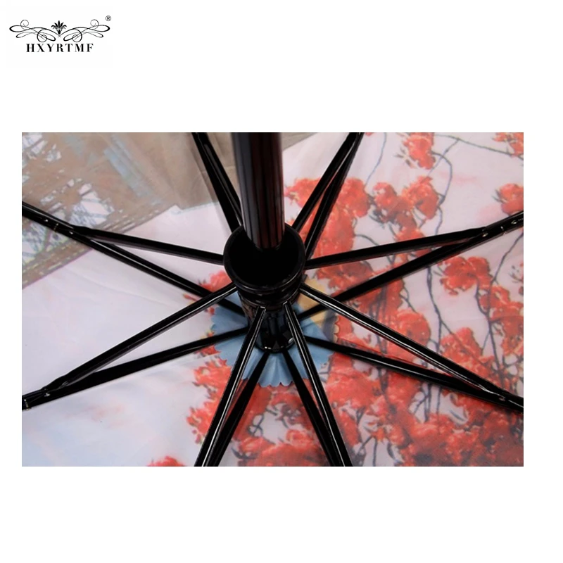 

Umbrella Parasol Sunshade Men Women Oil Painting Umbrellas 3 Folding Fashion Automatic Umbrella Anti-UV Sun/Rain Gear 50Ry078