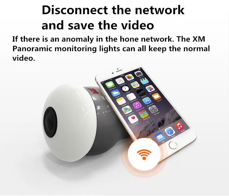 1080P XM Intellingent камера наблюдения панорамный видео мониторинг E27 лампочка СИД