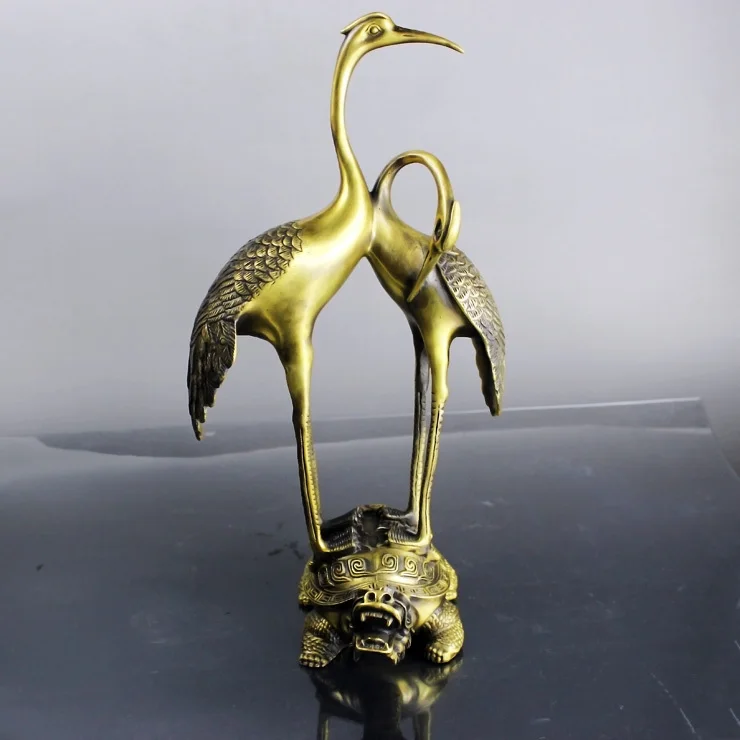 

Медные поделки с фабрики, украшение для дома, подарок, сувенир, двойная черепаха, маленький кран возвращается, и черепаховый кран продлевает...