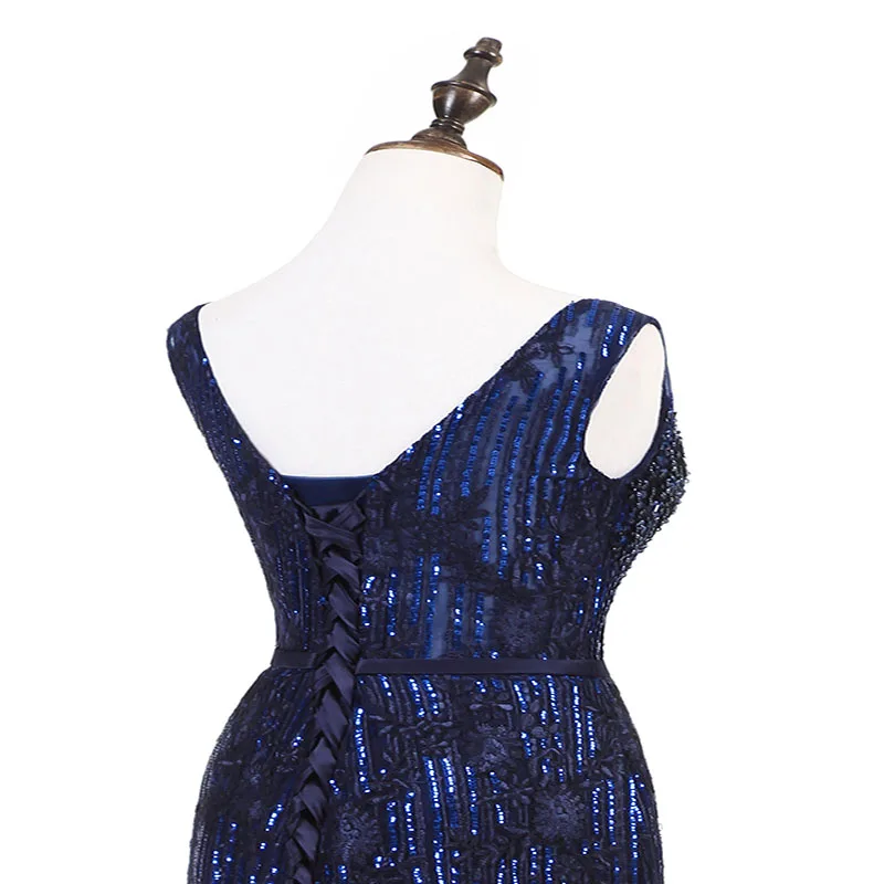 Женское вечернее платье Русалка Forevergracedress темно синее из тюля с бусинами большие