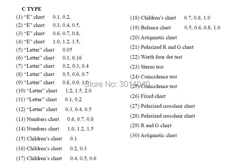 Высококачественный галогенный светильник 3 варианта таблицы для оптического