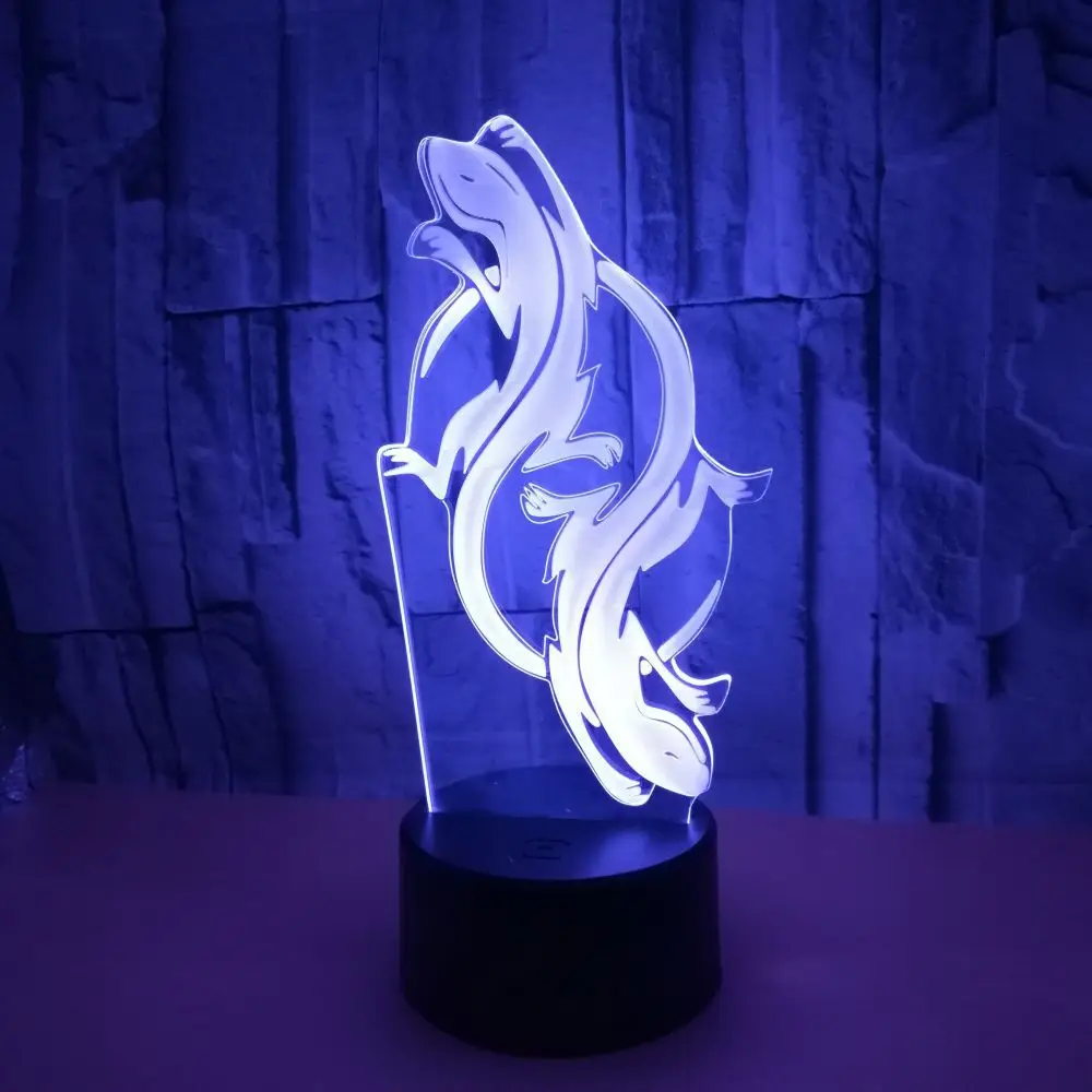 Gecko модель LED 3D ночник 7 цветов мигающий дистанционный сенсорный датчик Usb Иллюзия