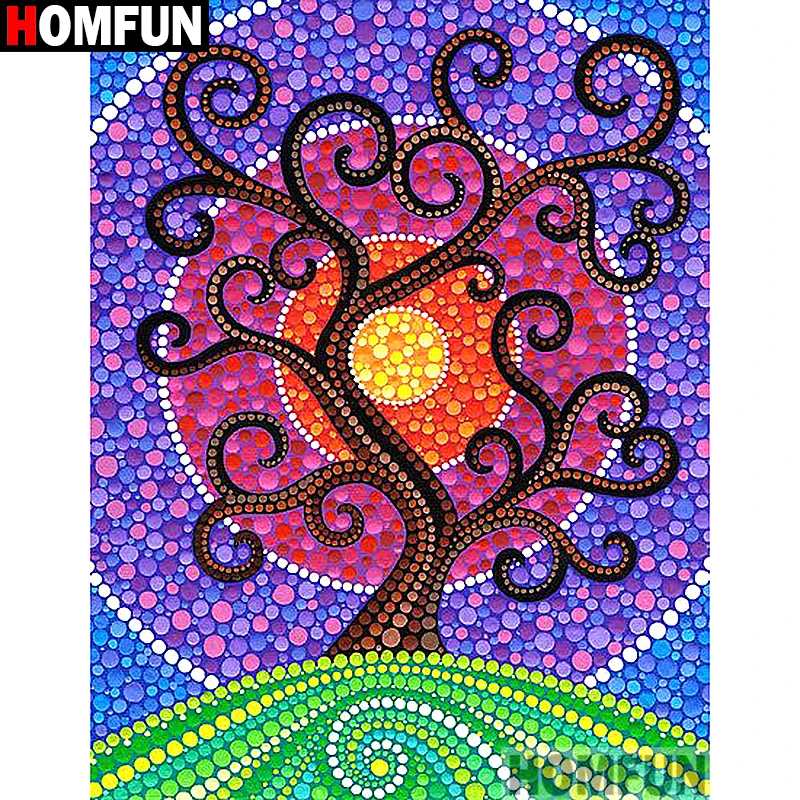 HOMFUN Full Square/Round Drill 5D DIY Diamond Painting "Cartoon tree" Embroidery Cross Stitch Home Decor A07466 | Дом и сад