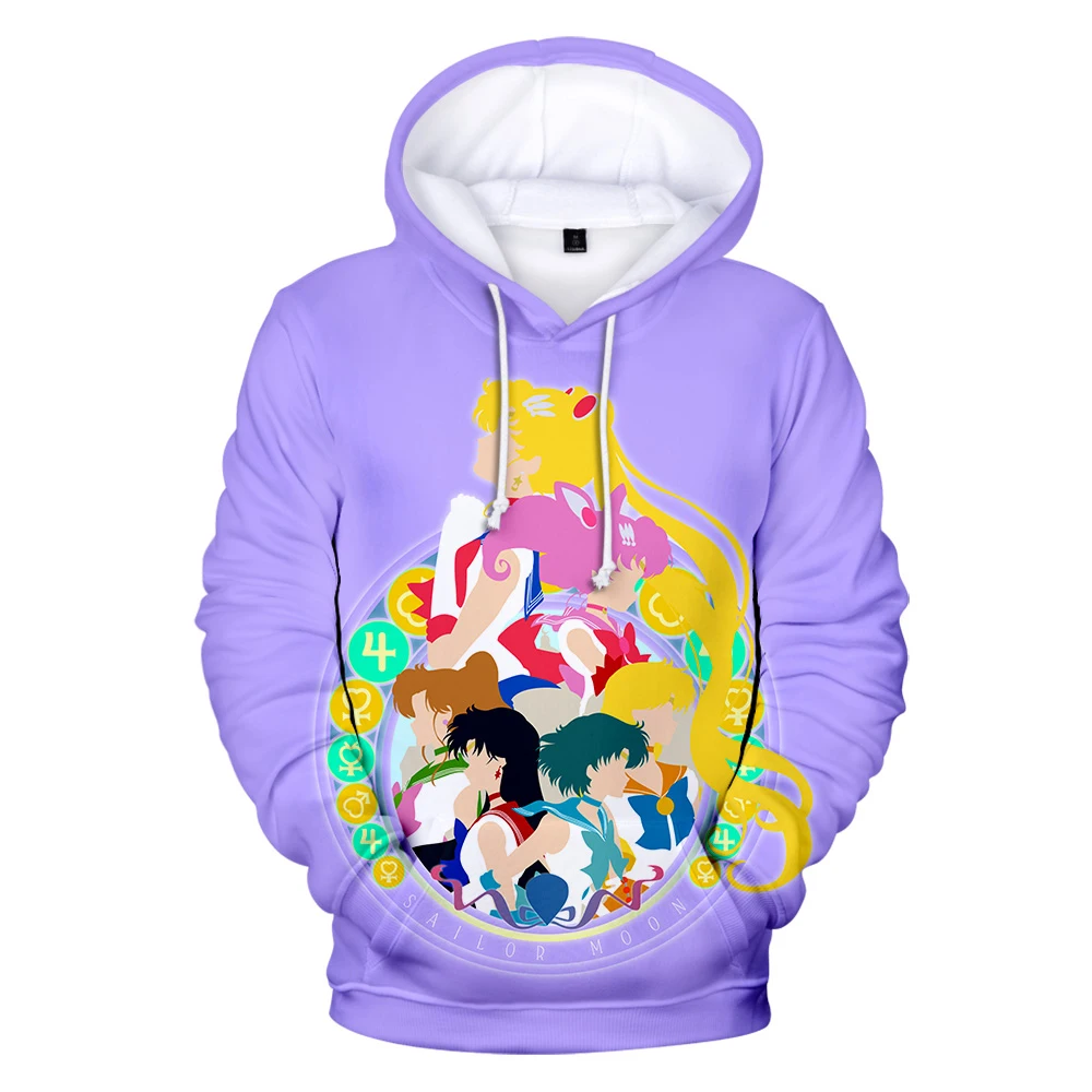 2019 Anime Manga Character Sailor Moon 3D Pullovers Sweatshirts Pink Girl's Sweet Hoodies Fashion Elegant Slim Clothes Warm Cozy | Женская