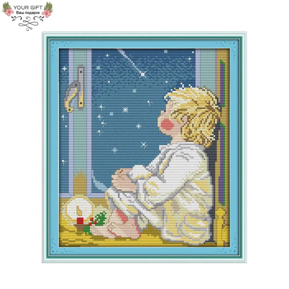 

Joy Sunday R610 14CT 11CT Counted and Stamped Home Decor Look At The Stars Needlepoints Embroidery Cross Stitch kits