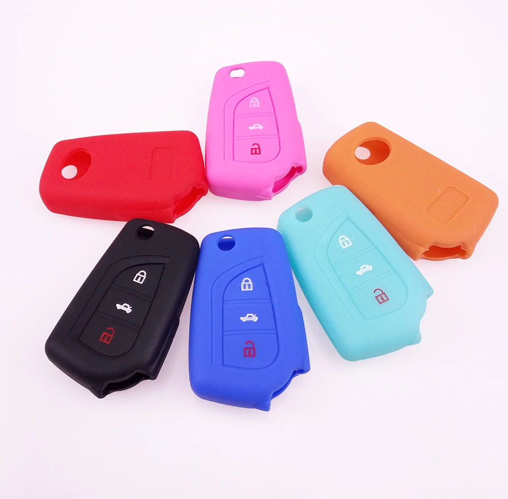Силиконовый чехол книжка с 3 кнопками для дистанционного управления Toyota Auris Corolla