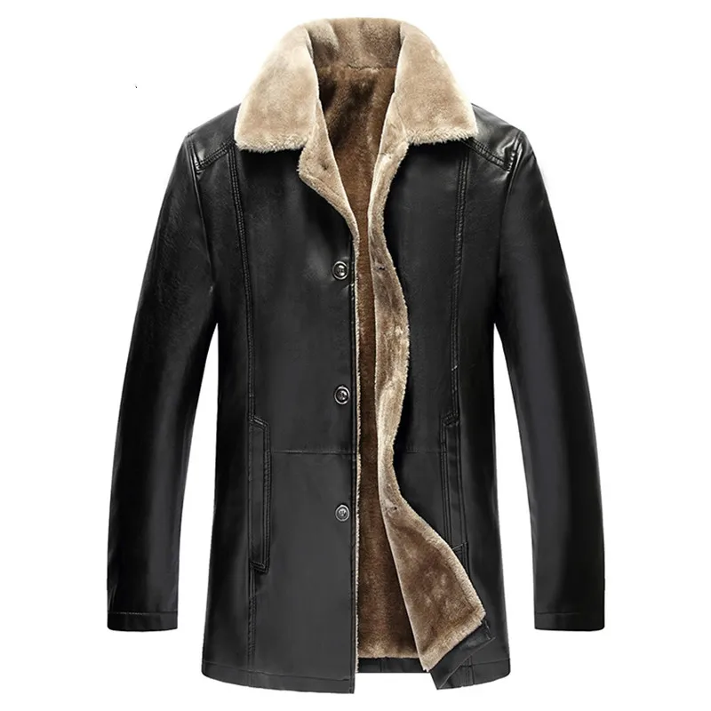 

Мужская Толстая теплая длинная замшевая куртка из искусственного меха, зимняя кожаная куртка с мехом, мужские замшевые кожаные куртки боль...