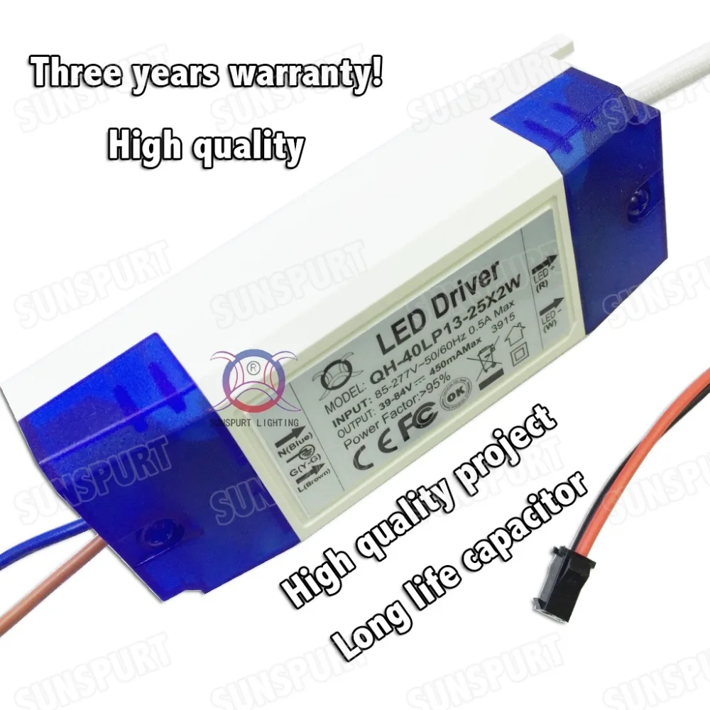 Фото 2 шт. изоляция 36 Вт AC85-277V светодиодный драйвер 13-25x2 Вт 450 мА DC39-84 В LEDPowerSupply потолочный светильник постоянного тока Бесплатная доставка №3