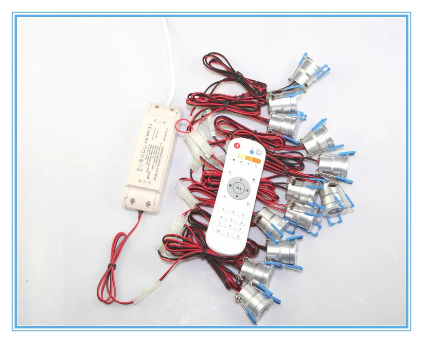 Mini Ceiling Lamp 3W LED Downlight Spot Cabinet light display Counter Recessed Wall Background Warm/Cold White 2.4G Dimmer 12pcs | Лампы и