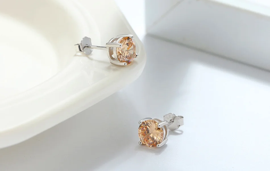 ORSA JEWELS 925 пробы серебряные женские серьги-гвоздики 12 цветов месяц счастливый камень AAA кубический циркон серьги для девочек ювелирные изделия SE84