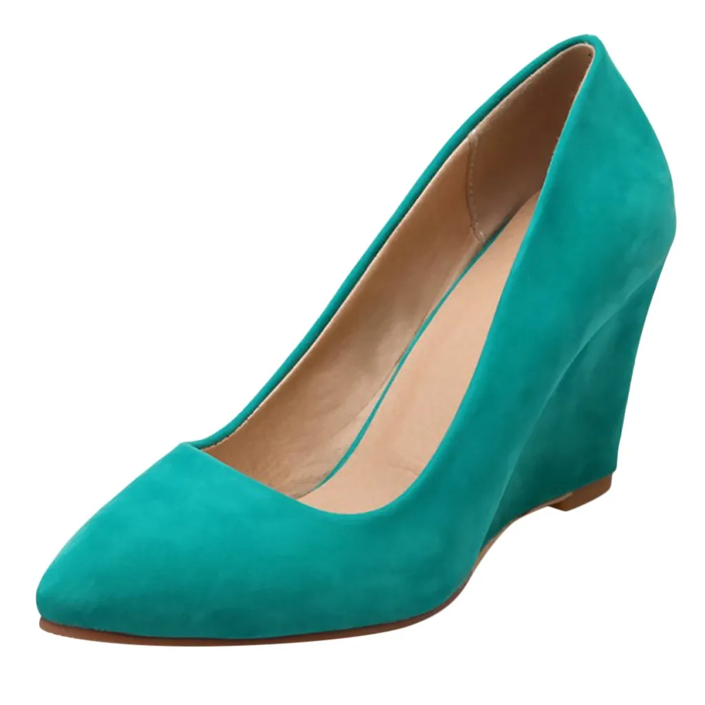 Зеленый Women Color Business Suit Office Shoes Ladies Pump Wedged Shoes Work Casual Single Shoes Elegant Square Heel Office Shoes - Цвет: Зеленый