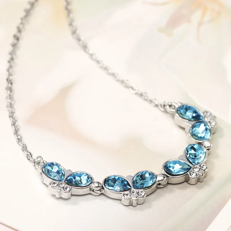 

Neoglory Austria Crystal & Auden Rhinestone Charm Pendant Necklace Elegant Flower Design Classic Fashion For Lady Two Uses Gift