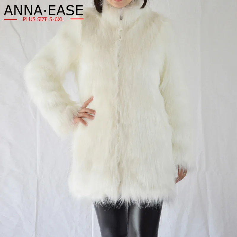 Faux Fur Coat Women's Winter Coat Long Fox Fur Coats Plus Size Fur Jackets for Women 4xl 5xl Artificial Fur Coat