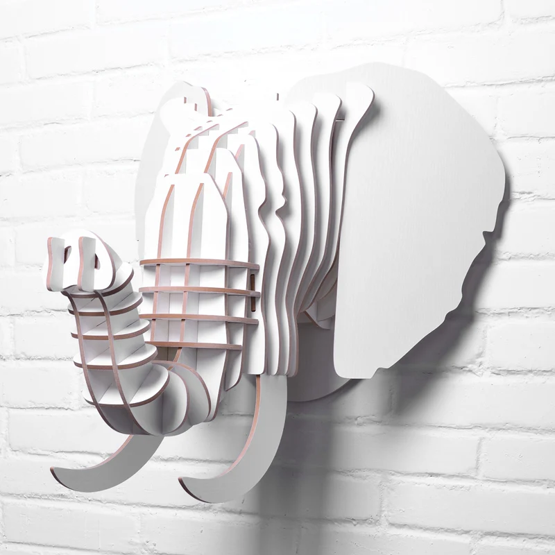 48 см (H) креативная деревянная голова животного дикий Африканский слон настенный