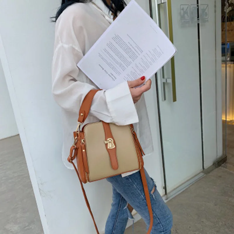 2019 новая портативная Диагональная Сумка-ведро контрастных цветов Корейская