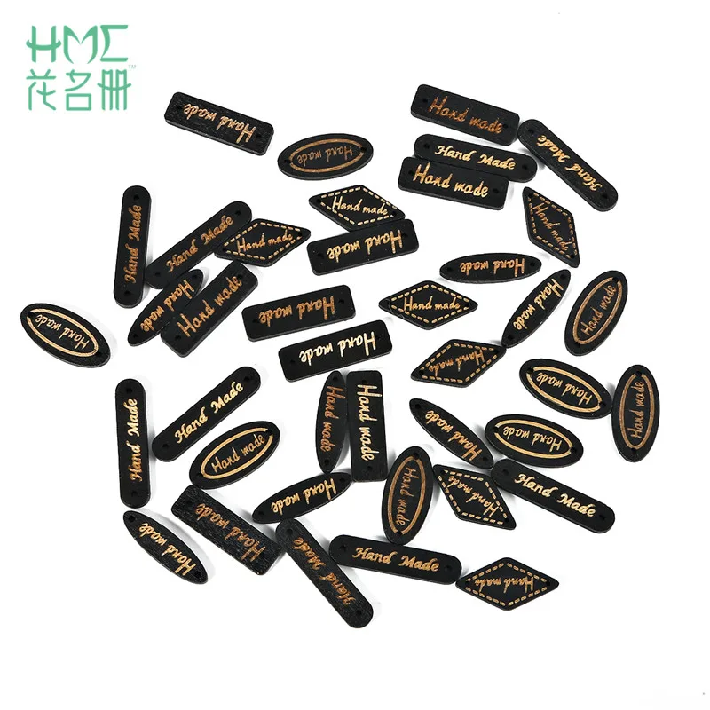 Смешанные формы 50 шт./лот "Hand Made" буквы пуговицы из натурального дерева бирки для одежды декор Скрапбукинг домашнее ремесло DIY Швейные аксессуары