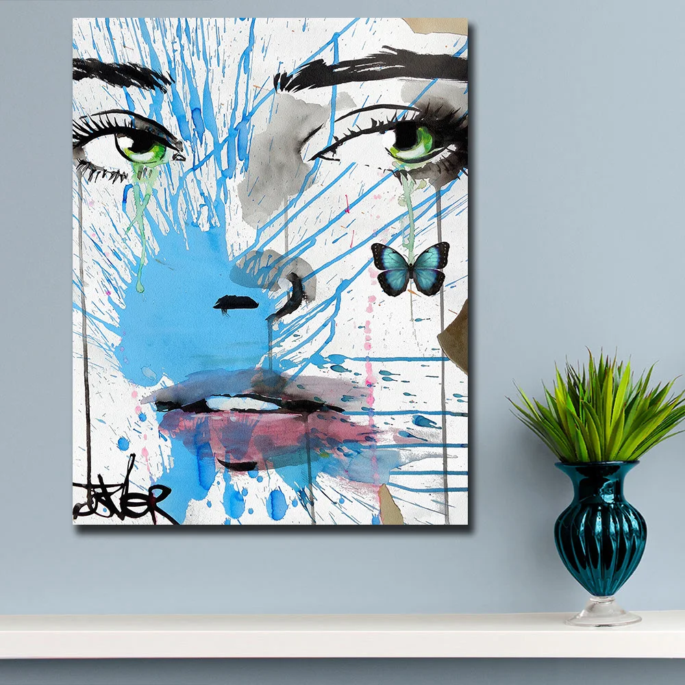 

Fashion Wall Art Girl and Butterfly Painting For Living Room Home Decoration Oil Painting On Canvas Wall Painting No Frame