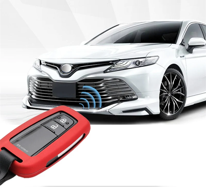 Wood grain Carbon Key Case For Toyota CHR Corolla RAV4 Avalon Land Cruiser Prado Prius Remote Fob2018 Accessories Keychain