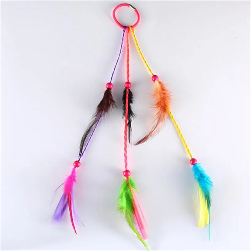Bohemia Bead Feather Hair Tassel Rope Wig Braider Head Piece Headdress Ornaments For Women Girl Rubber Band Accessories |