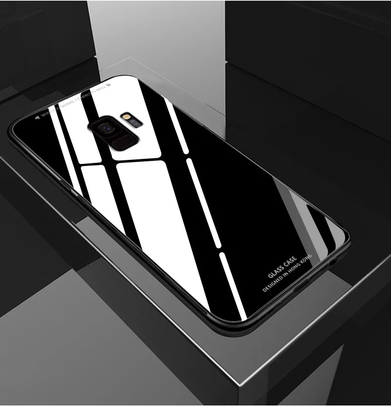 Black Роскошный стеклянный чехол для Samsung Галактики S10 S9 S8 плюс S10E J4 J6 J8 A6 A7 A8 A9 крышка на M10 M20 A10 A20 A20E A30 A40 A50 A70 - Цвет: Black