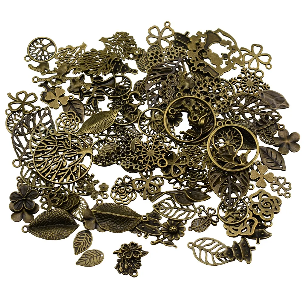 200 Grams Vintage Bronze Mixed Tree Leaf Theme Tone Alloy Charms Finding Fit DIY Jewelry Making | Дом и сад