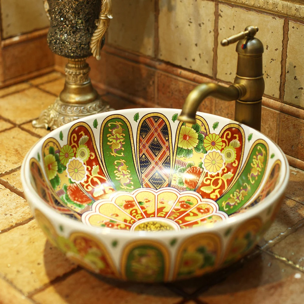 Ванная комната ретро богато керамическая художественная раковина умывальник