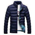 Куртка мужская зимняя с воротником-стойкой, Модная парка, однотонные толстые куртки и пальто, 2021