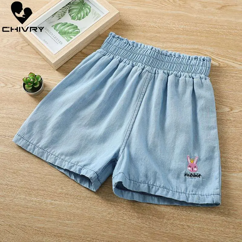 Новинка 2019 летние джинсовые шорты для девочек детские с мультяшным рисунком