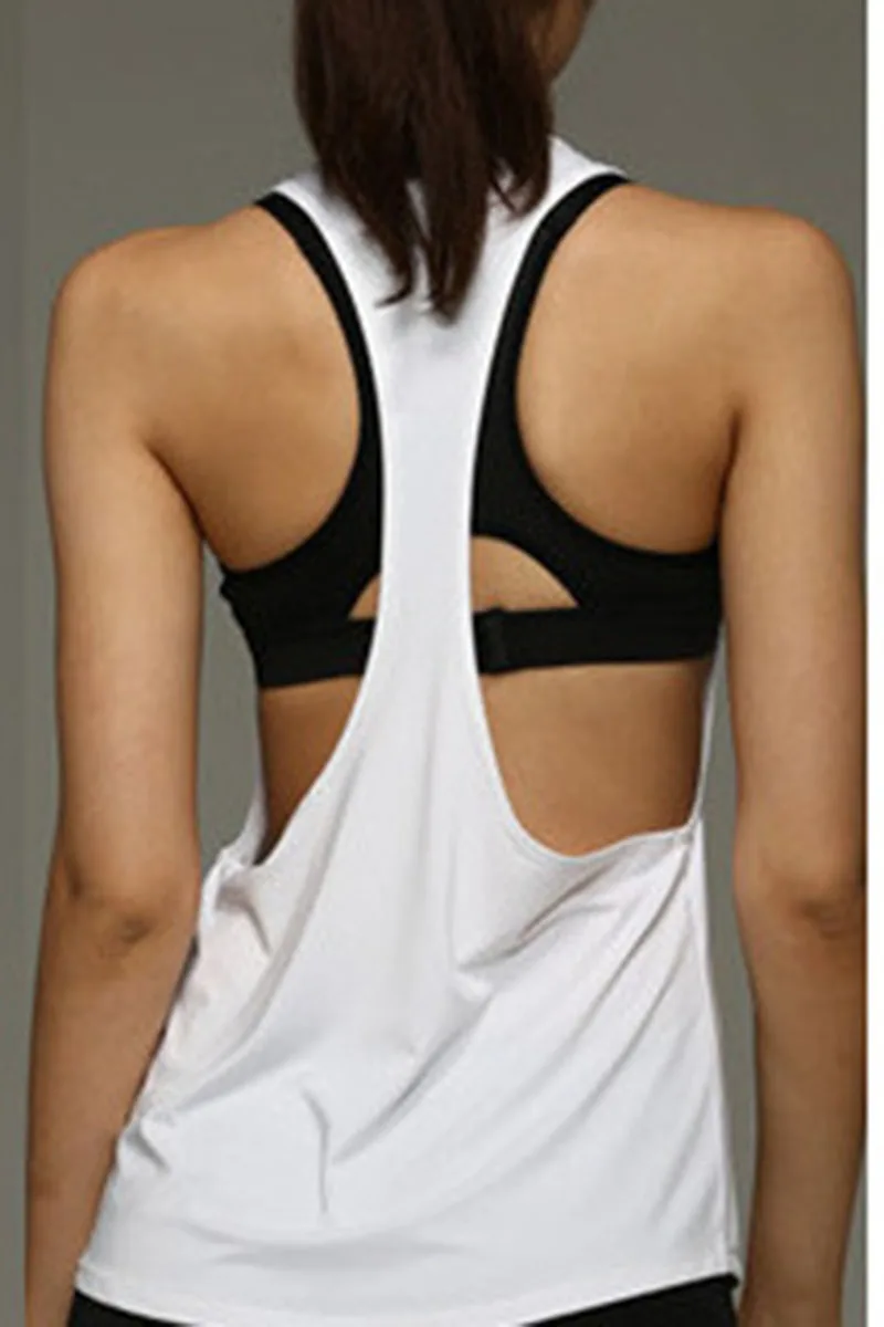 White SALSPOR однотонная женская спортивная рубашка без рукавов, топ для йоги, дышащий Топ для похудения, майка для бега, Женская Спортивная одежда для фитнеса - Цвет: White