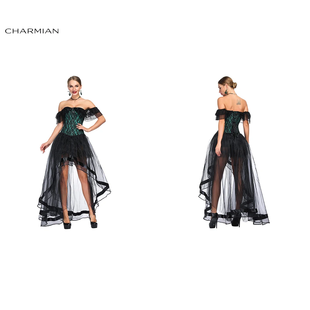 Женский атласный корсет Charmian готический зеленый и фиолетовый с открытыми
