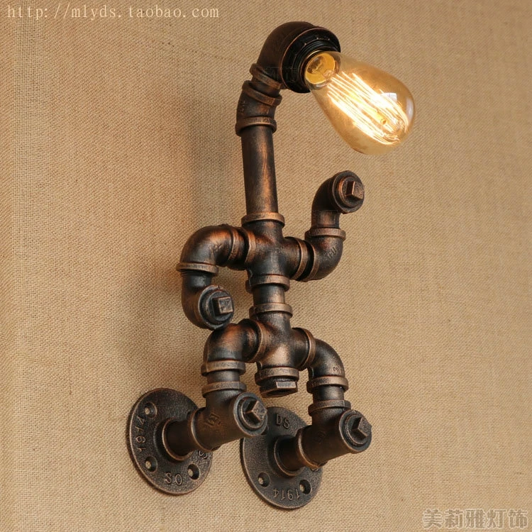 Креативная настенная лампа с роботом и водопроводной трубой настенное бра